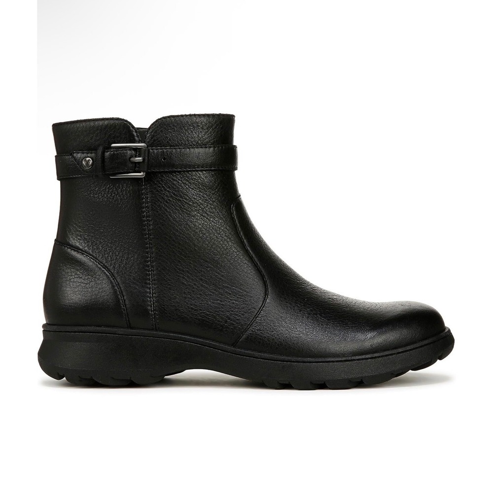 Vionic Redding Black Leather Water Resistant Ankle Boots Arch Support Womens 7 W